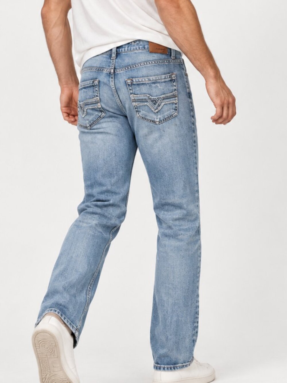 Flypaper Straight Distressed Blue Jeans, Size W32 L30